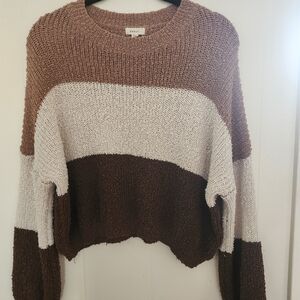 Brown and Cream Women's Sweater